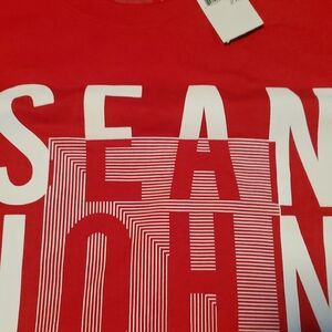 Sean John Red and White Short Sleeve Tee